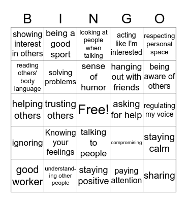 Getting Along with Others Bingo Card