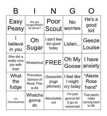 Cinderali 2.0 Bingo Card