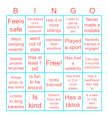 Virtual Icebreaker Bingo Card