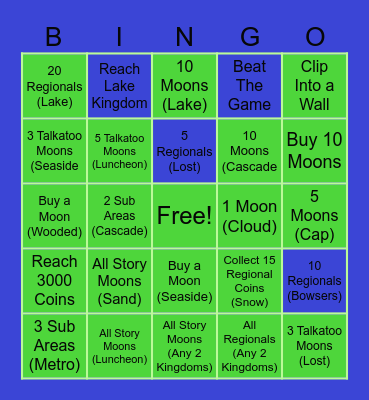 Super Mario Odyssey Challenges Bingo Card