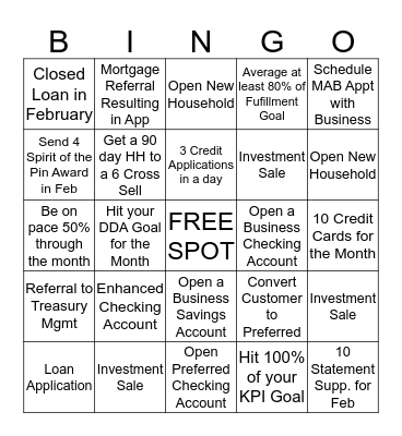 Banker Bingo Card