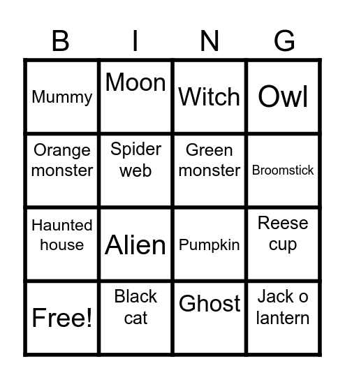 Hallowen Bingo Card
