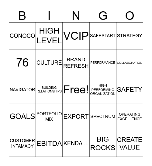 Town Hall Bingo Card