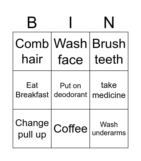 Monday morning Bingo Card