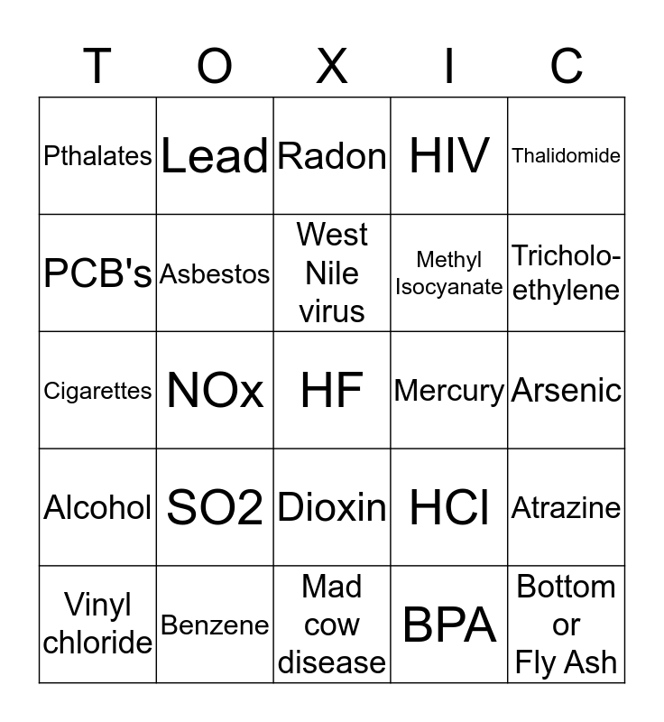 TOXIC BINGO Card
