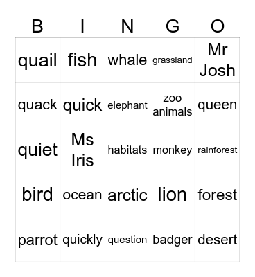 Summer Camp Review Bingo Card