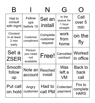 Thompson Creek Bingo Card