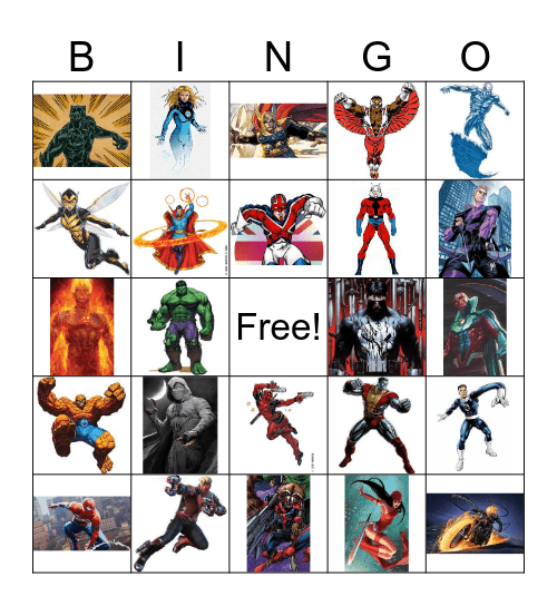 Marvel Superheroes Bingo Card