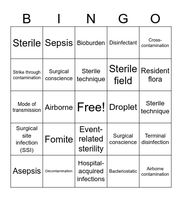 Microbiology Terminology Bingo Card