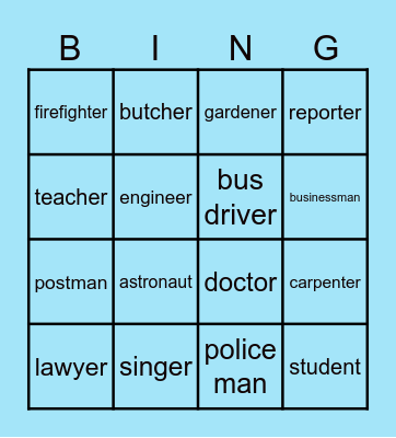 OCCUPATION Bingo Card