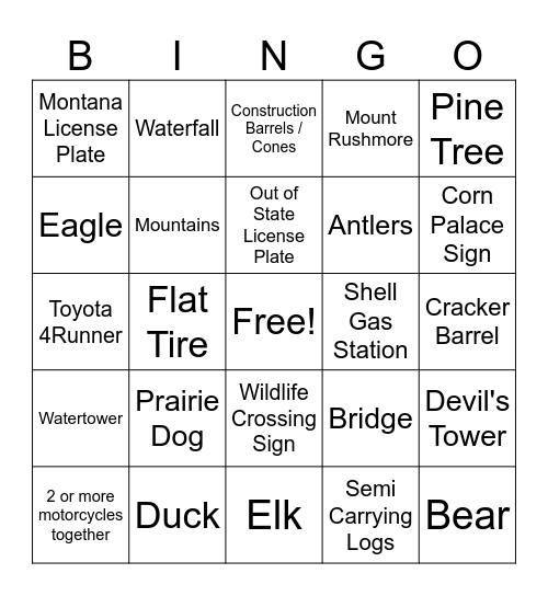 YELLOWSTONE 2023 Bingo Card