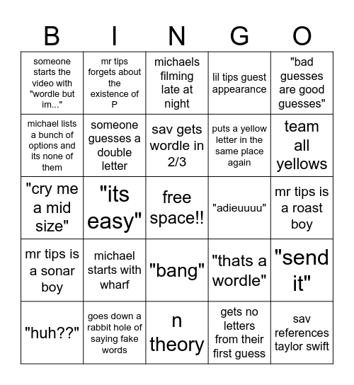 wordletok bingo Card