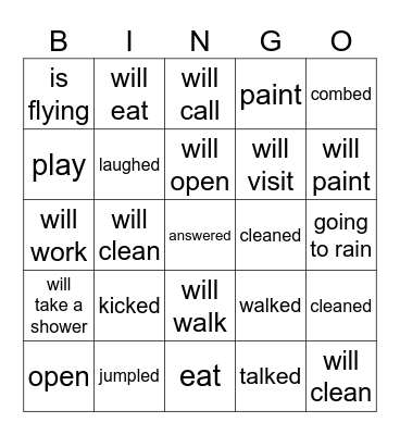 Future Tense Bingo Card
