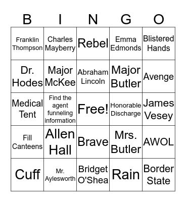 Rebel Lines Bingo Card