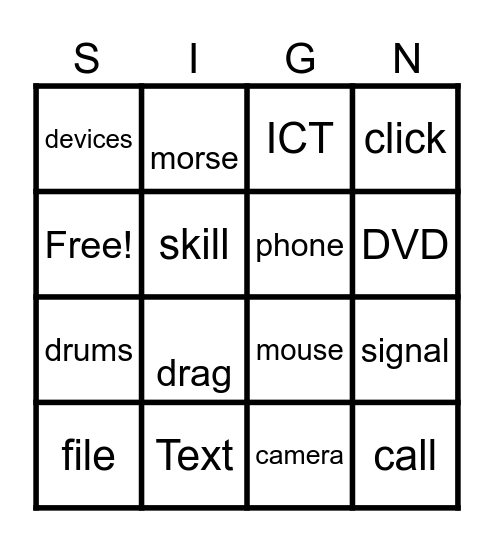 DEAF BINGO Card