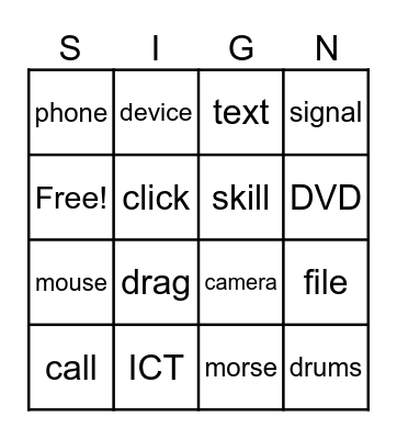 Deaf Bingo Card