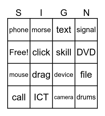 Deaf Bingo Card