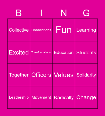 Lead and Change 2023 Bingo Card