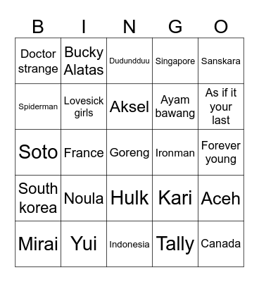 Untitled Bingo Card