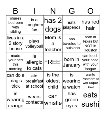 Human Bingo Card