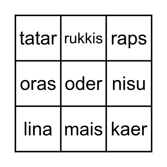 Põllutaimed Bingo Card