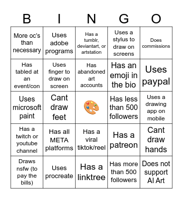 Artists in the Digital Age Bingo Card
