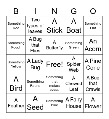 Animal Adventure Bingo Card