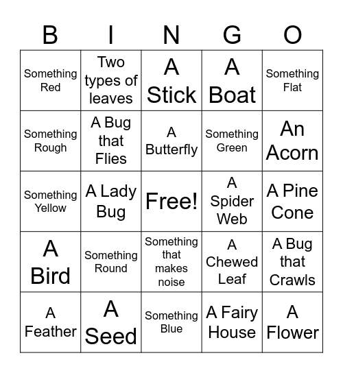 Animal Adventure Bingo Card