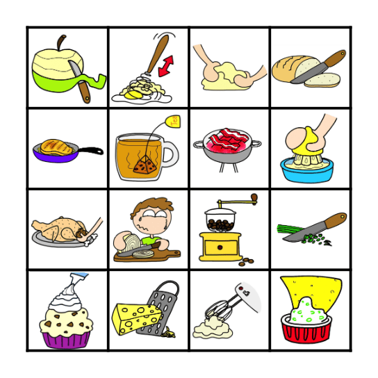 Kitchen actions! Bingo Card