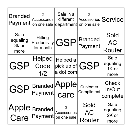 Best Buy Bingo Card