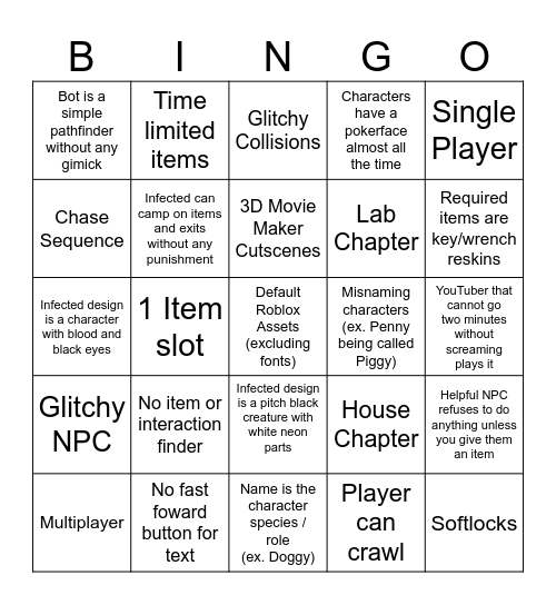 "Is this Piggy?" bingo Card