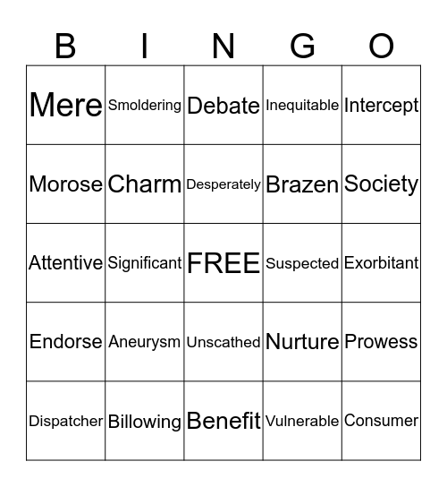 SPEECH VOCABULARY BINGO (Unit 1-3) Bingo Card