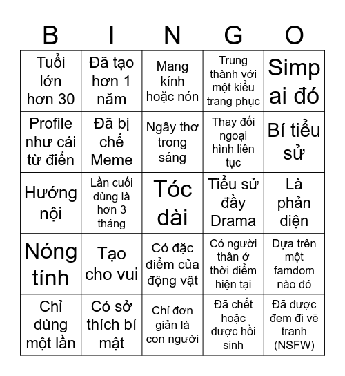 Oc Bingo! Bingo Card