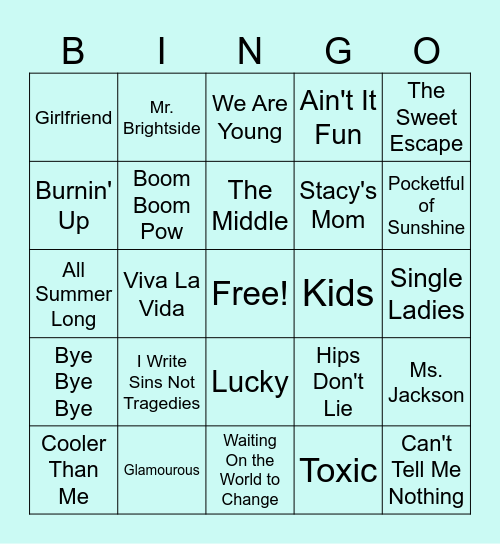 Musical Bingo - 2000s Hits! Bingo Card
