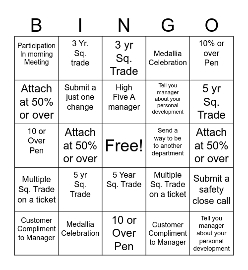 Thursday Bingo Card