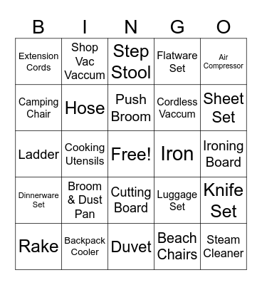 Bridal Shower Bingo Card