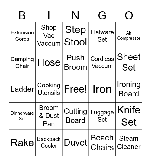 Bridal Shower Bingo Card