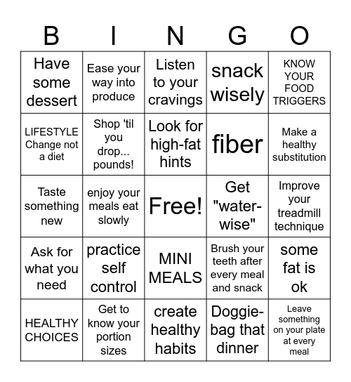 Little Tips for Big Weight Loss Bingo Card