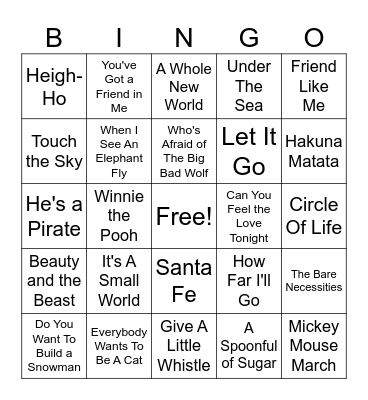 Disney Bingo Card