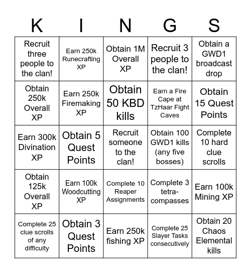 Council of Kings - May 2023 Bingo! Bingo Card