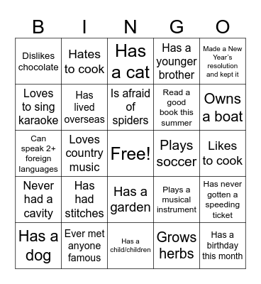 Find someone who... Bingo Card