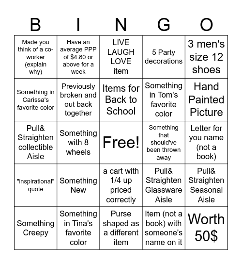 Wares Bingo Card