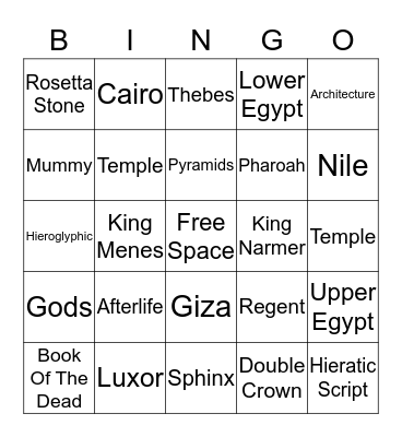 Ancient Egypt Bingo Card