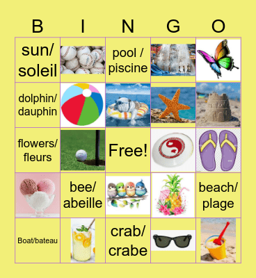 Summer/ été Bingo Card