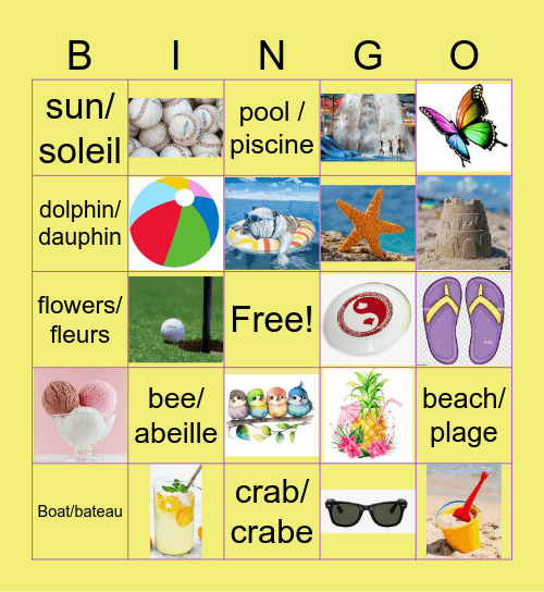 Summer/ été Bingo Card