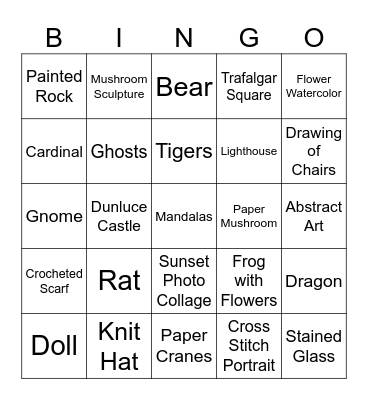 Staff Art Show Bingo Card