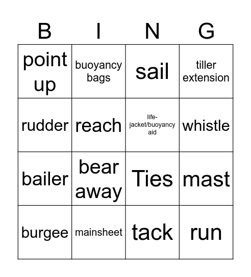 SAILING BINGO!!!!! Bingo Card