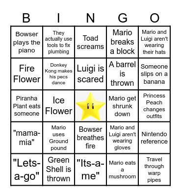 Super Mario Bros. Bingo Card
