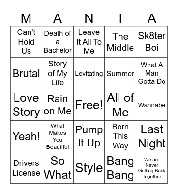 Music Bingo Card
