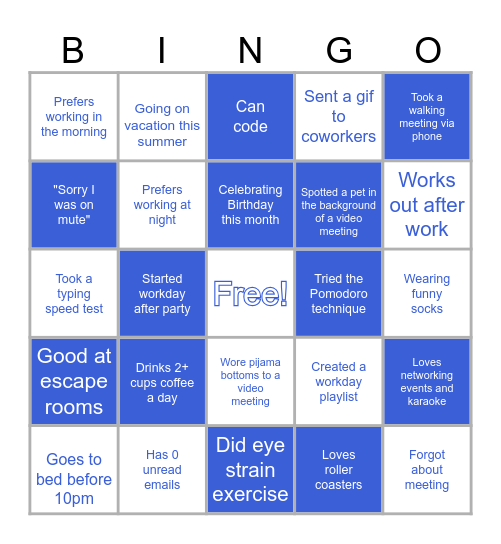 Remote work Bingo Card